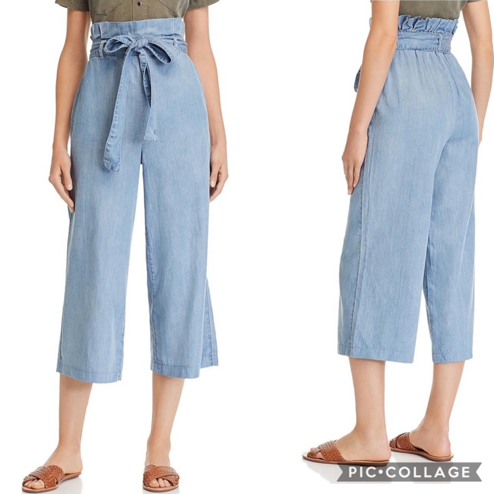 BLANKNYC Chambray Paper Bag Waist Cropped Pants Size M